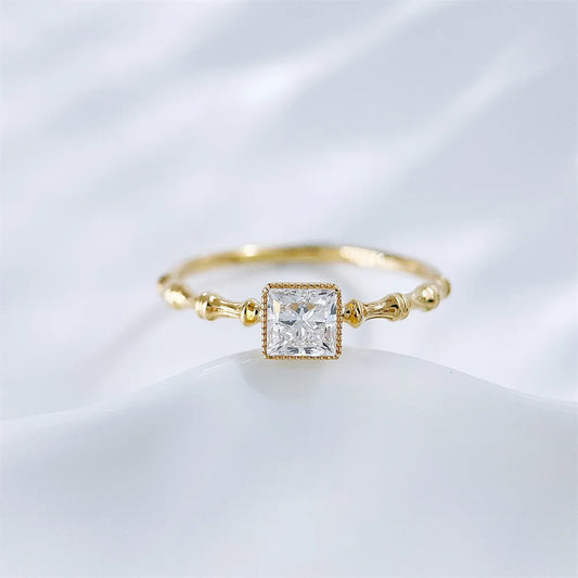 0.51 ct Princess-Cut Lab-Grown Diamond Ring in 18K Yellow Gold