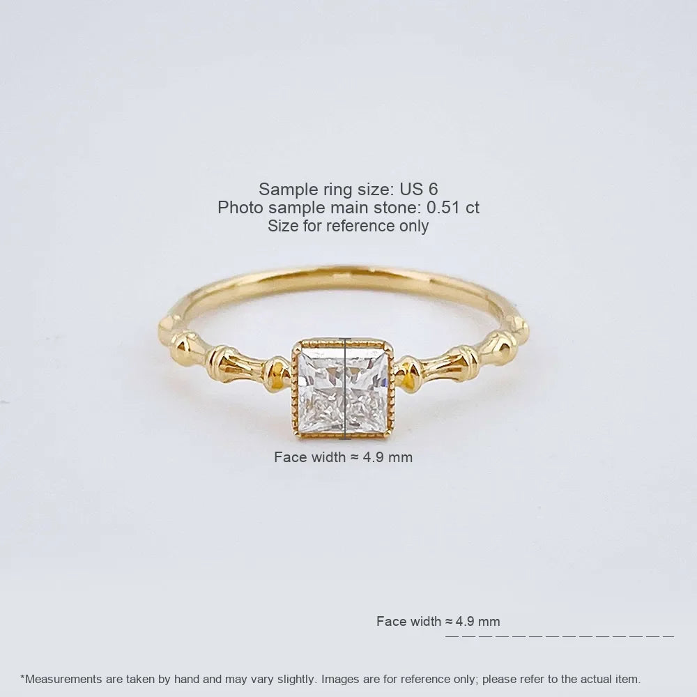 0.51 ct Princess-Cut Lab-Grown Diamond Ring in 18K Yellow Gold