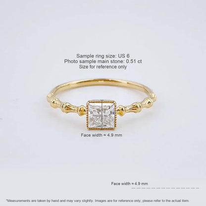0.51 ct Princess-Cut Lab-Grown Diamond Ring in 18K Yellow Gold