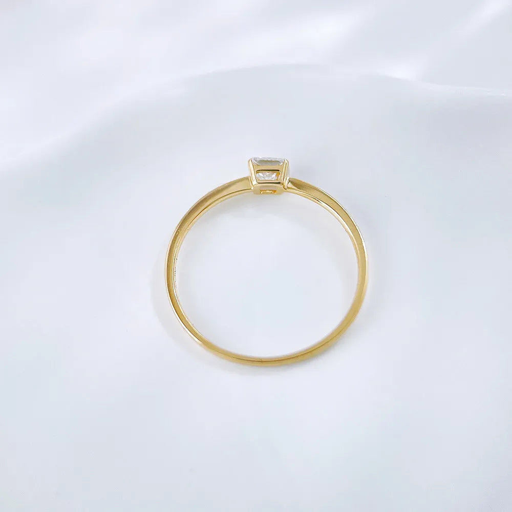 0.18 ct Minimalist Princess-Cut Lab-Grown Diamond Solitaire Ring in 18K Yellow Gold