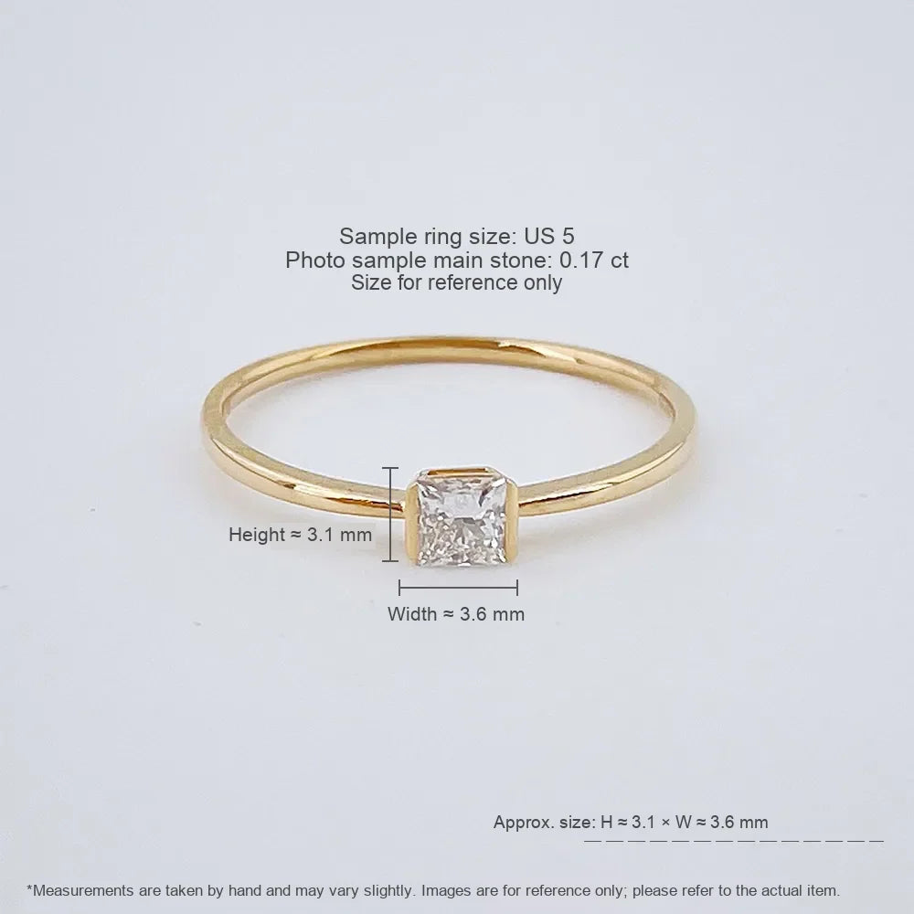 0.18 ct Minimalist Princess-Cut Lab-Grown Diamond Solitaire Ring in 18K Yellow Gold