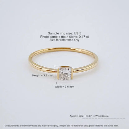 0.18 ct Minimalist Princess-Cut Lab-Grown Diamond Solitaire Ring in 18K Yellow Gold