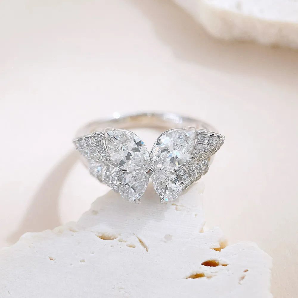 1.83 ctw Butterfly Mixed-Cut Lab-Grown Diamond Ring in 18K White Gold