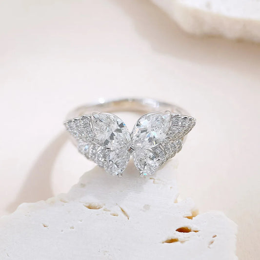 1.83 ctw Butterfly Mixed-Cut Lab-Grown Diamond Ring in 18K White Gold