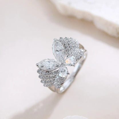 1.83 ctw Butterfly Mixed-Cut Lab-Grown Diamond Ring in 18K White Gold