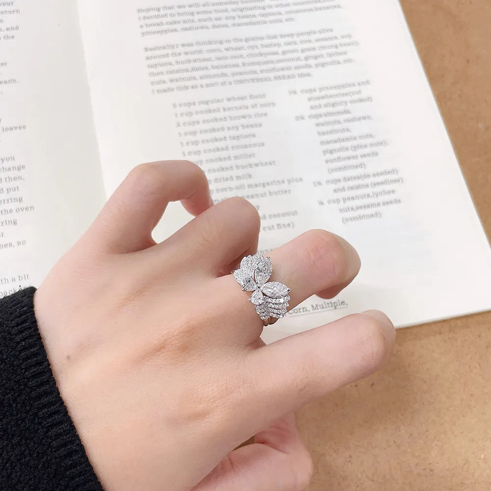 1.83 ctw Butterfly Mixed-Cut Lab-Grown Diamond Ring in 18K White Gold