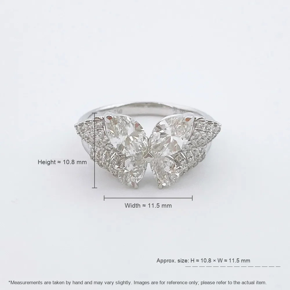 1.83 ctw Butterfly Mixed-Cut Lab-Grown Diamond Ring in 18K White Gold