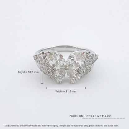 1.83 ctw Butterfly Mixed-Cut Lab-Grown Diamond Ring in 18K White Gold
