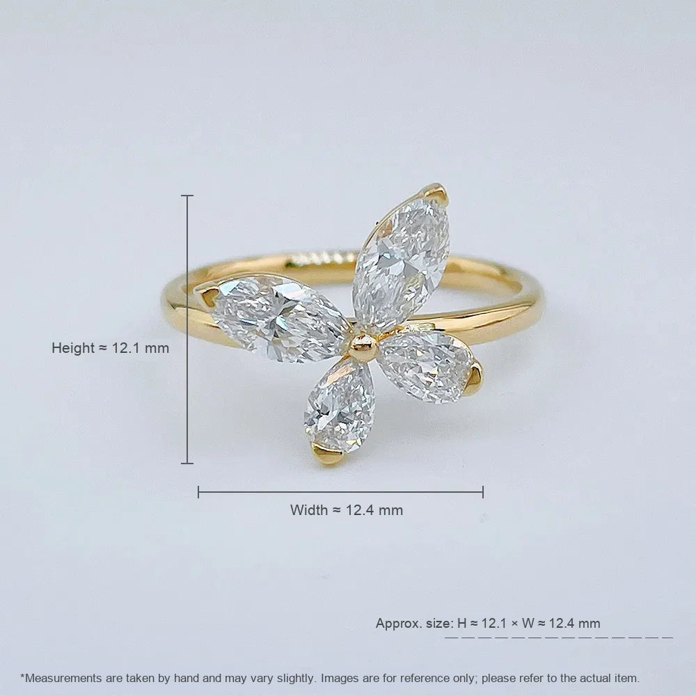 0.95 ctw Butterfly Marquise-Cut Lab-Grown Diamond Ring in 18K Yellow Gold