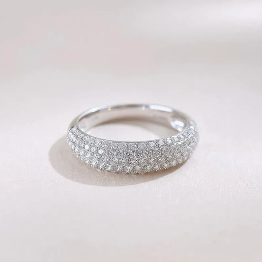 0.82 ctw Pavé Round-Cut Lab-Grown Diamond Band in 18K White Gold