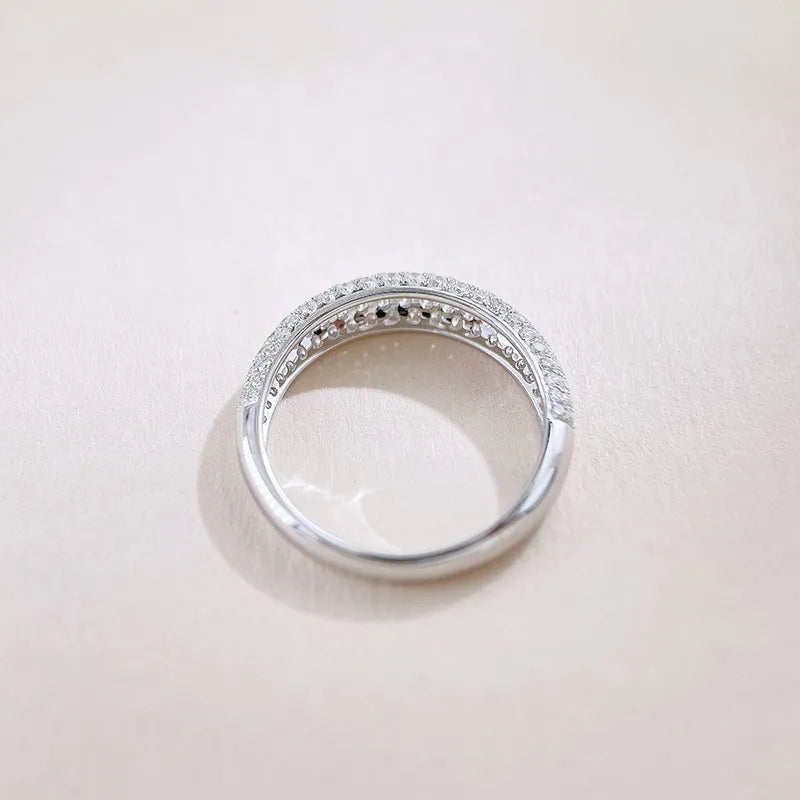 0.82 ctw Pavé Round-Cut Lab-Grown Diamond Band in 18K White Gold