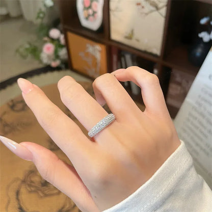 0.82 ctw Pavé Round-Cut Lab-Grown Diamond Band in 18K White Gold