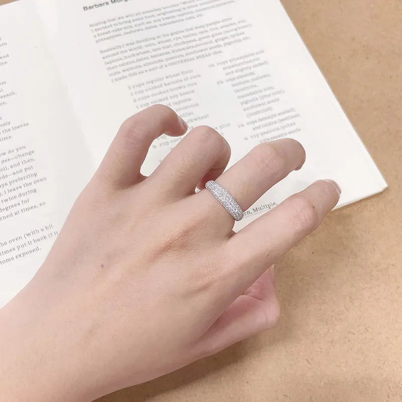0.82 ctw Pavé Round-Cut Lab-Grown Diamond Band in 18K White Gold