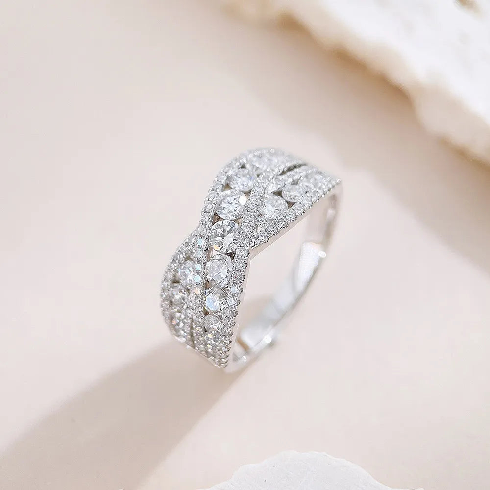 1.14 ctw Cross Mixed-Cut Lab-Grown Diamond Band in 18K White Gold