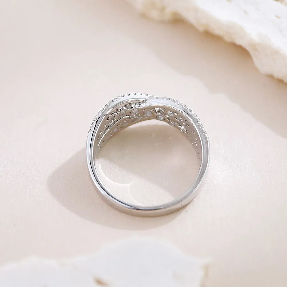 1.14 ctw Cross Mixed-Cut Lab-Grown Diamond Band in 18K White Gold
