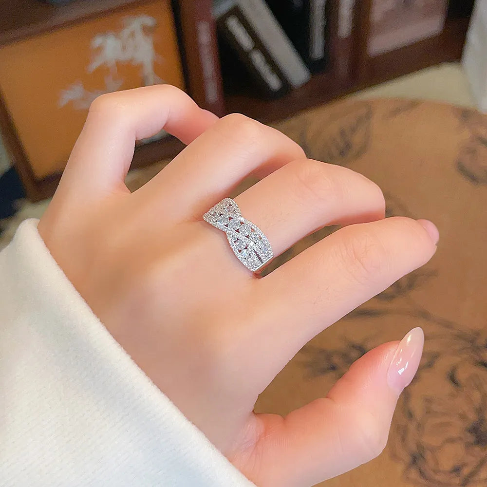 1.14 ctw Cross Mixed-Cut Lab-Grown Diamond Band in 18K White Gold