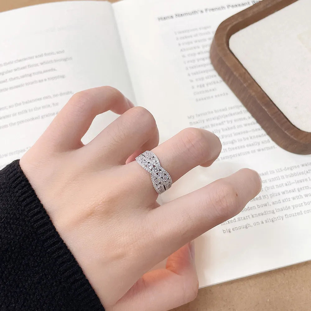 1.14 ctw Cross Mixed-Cut Lab-Grown Diamond Band in 18K White Gold