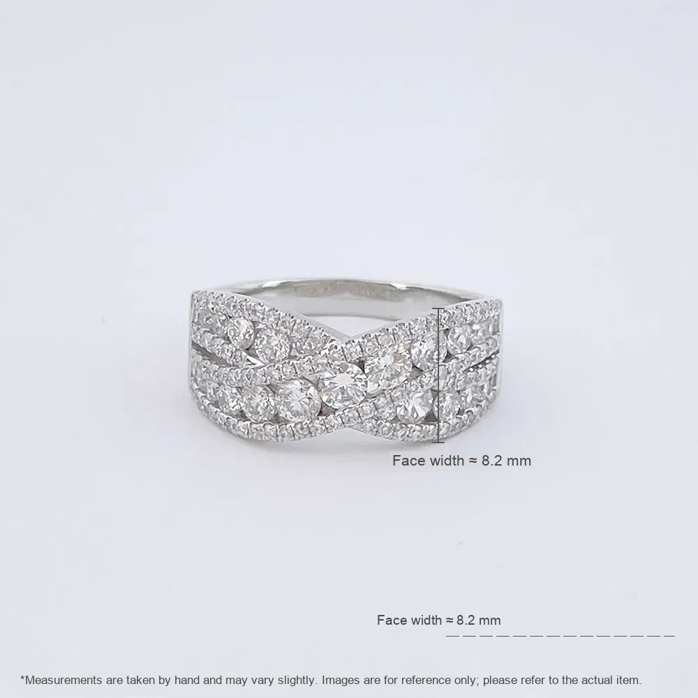 1.14 ctw Cross Mixed-Cut Lab-Grown Diamond Band in 18K White Gold