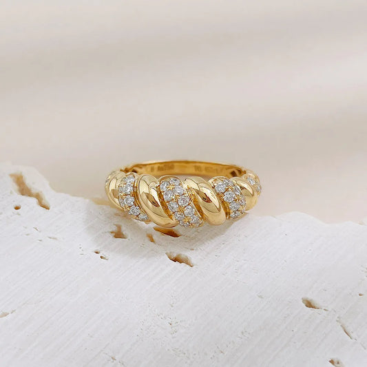 0.45 ctw Vintage Round-Cut Lab-Grown Diamond Band in 18K Yellow Gold – APYFR0375-Y