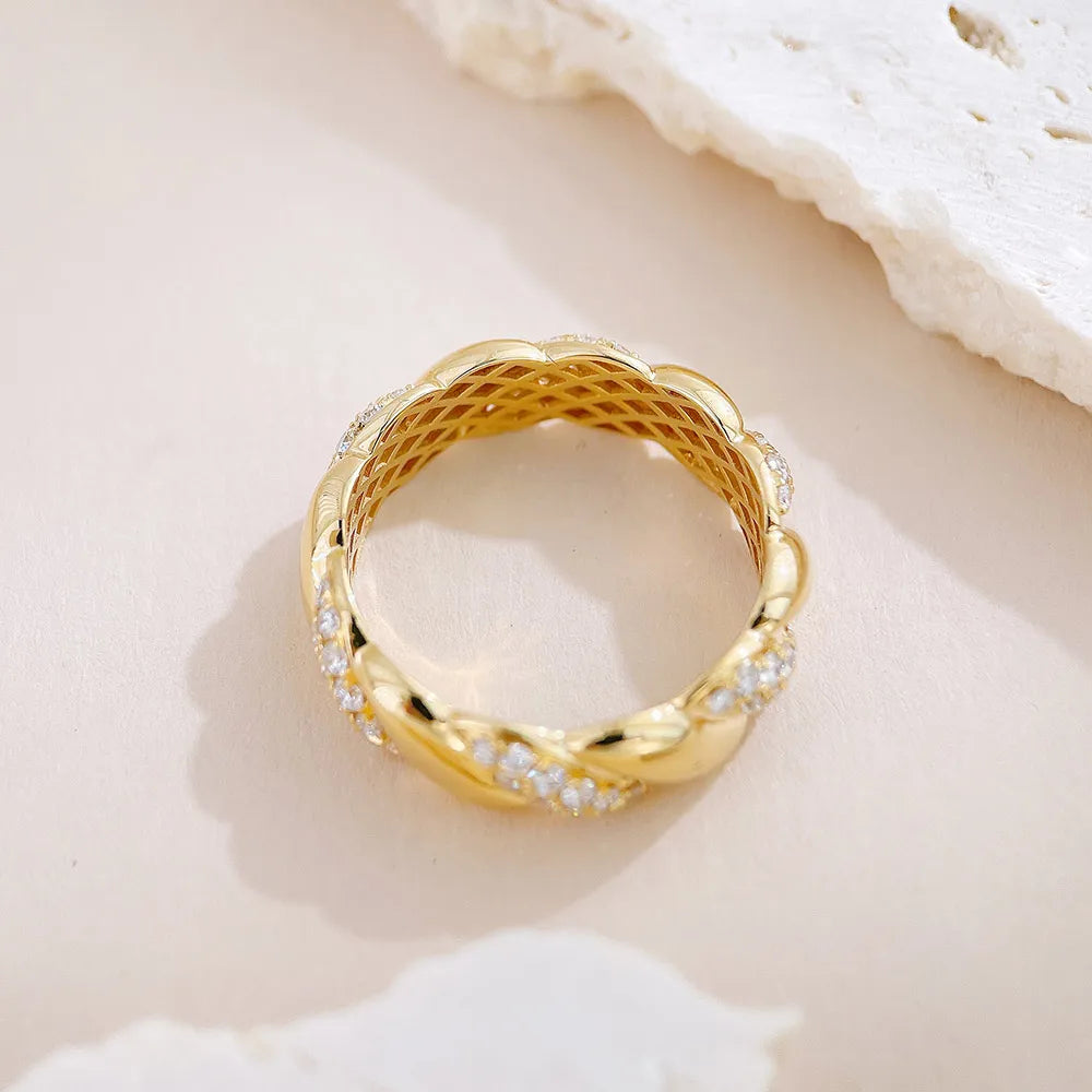 0.82 ctw Vintage Round-Cut Lab-Grown Diamond Band in 18K Yellow Gold – APYFR0376-Y