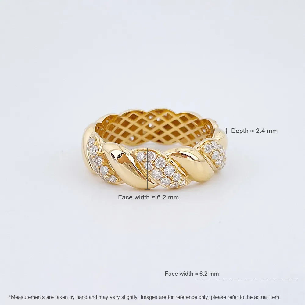 0.82 ctw Vintage Round-Cut Lab-Grown Diamond Band in 18K Yellow Gold – APYFR0376-Y