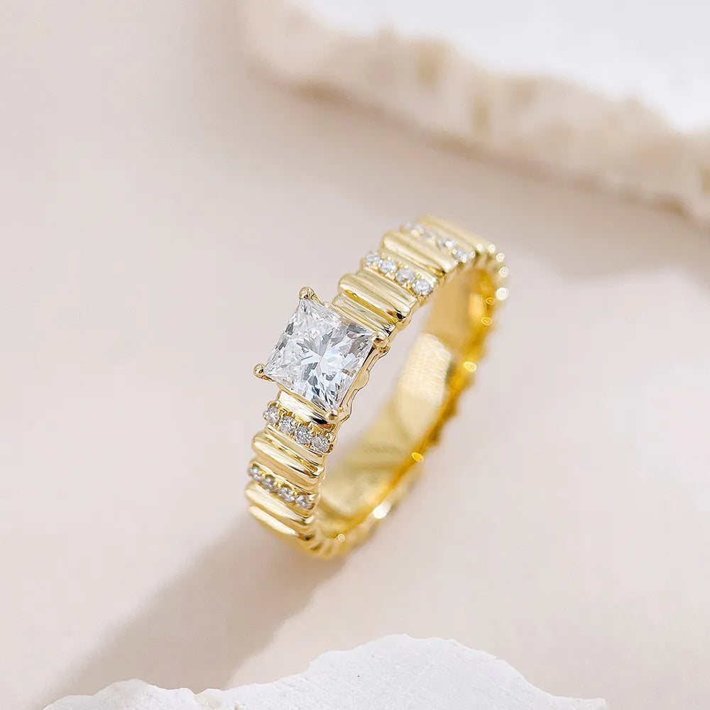 0.63 ct Vintage Princess-Cut Lab-Grown Diamond Ring in 18K Yellow Gold – APYFR0378-Y