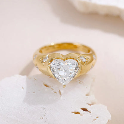 2.19 ct Celestial Heart-Cut Lab-Grown Diamond Ring in 18K Yellow Gold