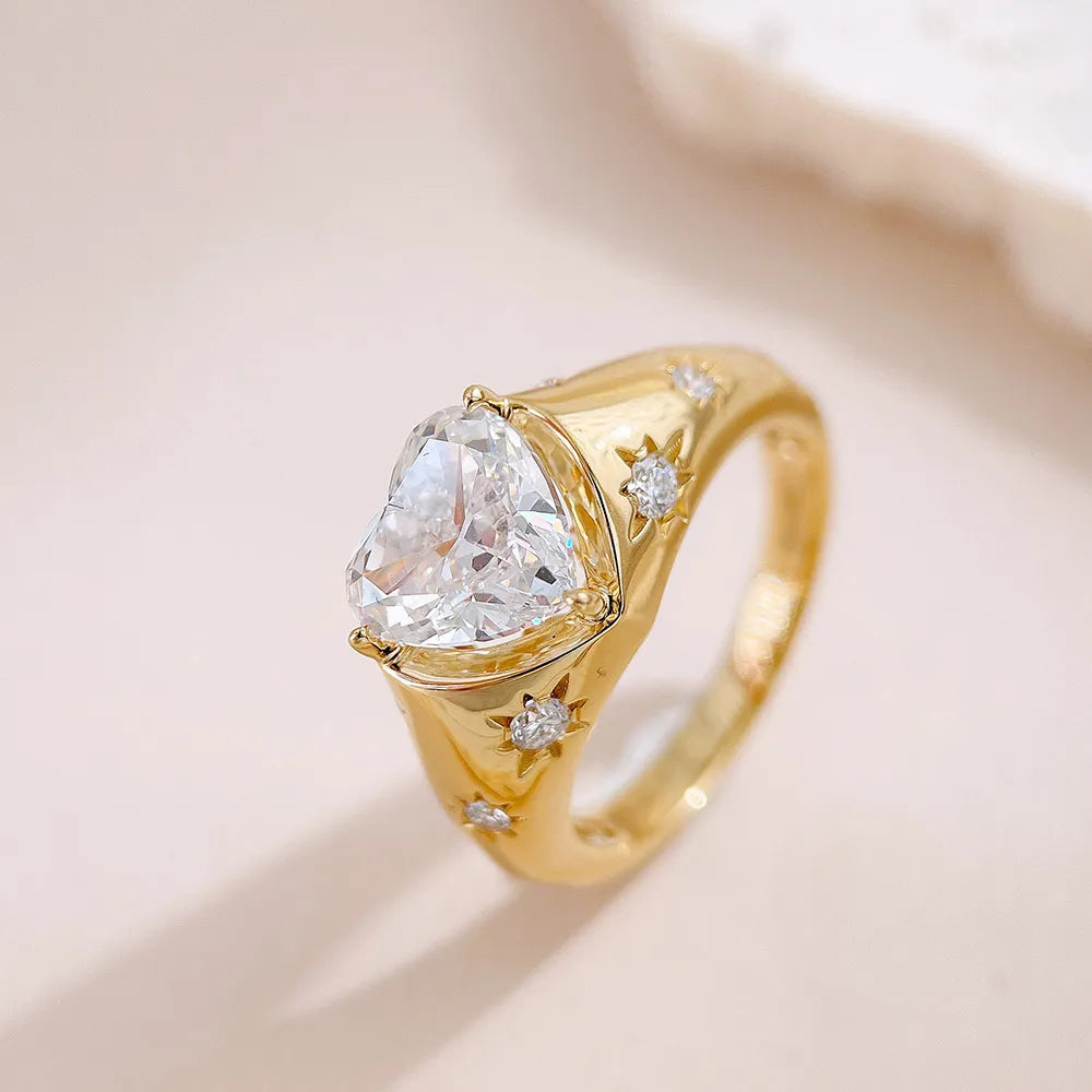 2.19 ct Celestial Heart-Cut Lab-Grown Diamond Ring in 18K Yellow Gold