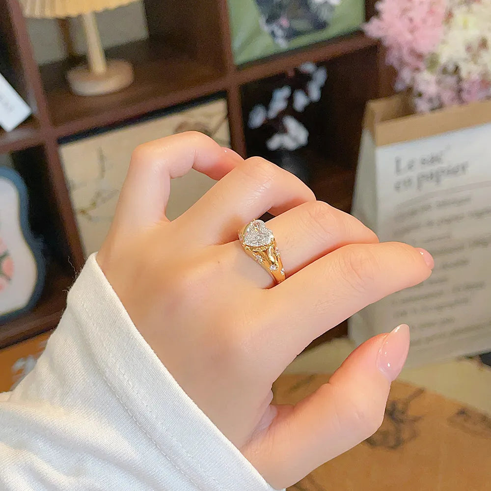 2.19 ct Celestial Heart-Cut Lab-Grown Diamond Ring in 18K Yellow Gold