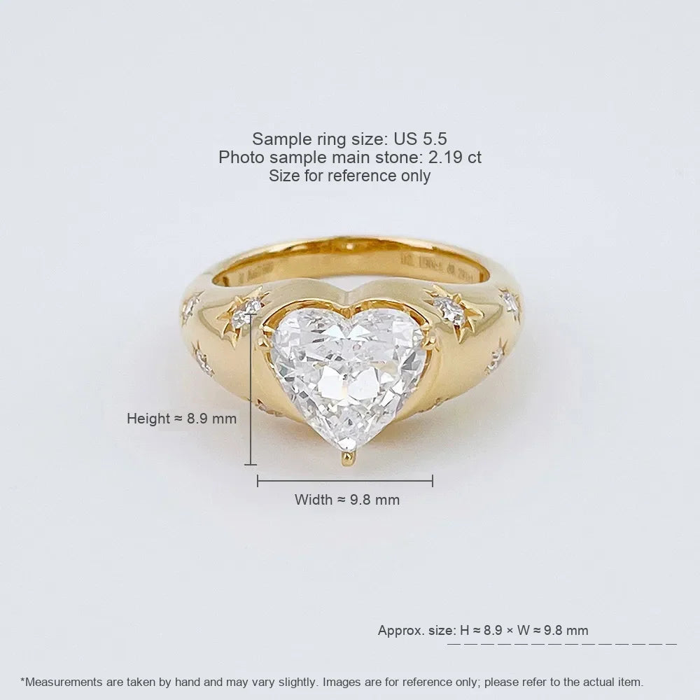 2.19 ct Celestial Heart-Cut Lab-Grown Diamond Ring in 18K Yellow Gold