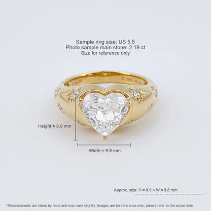 2.19 ct Celestial Heart-Cut Lab-Grown Diamond Ring in 18K Yellow Gold