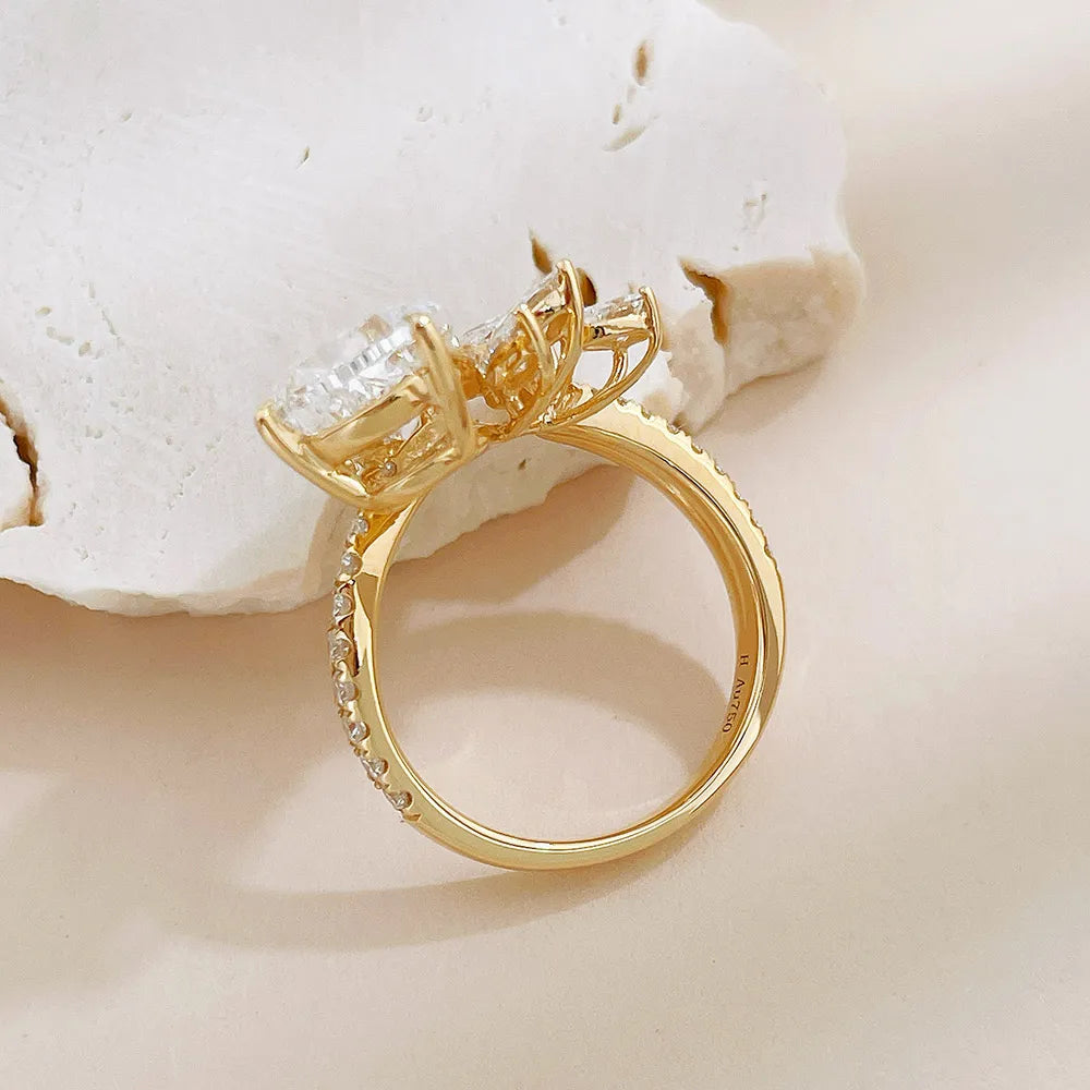 3.12 ct Statement Pear-Cut Lab-Grown Diamond Ring in 18K Yellow Gold