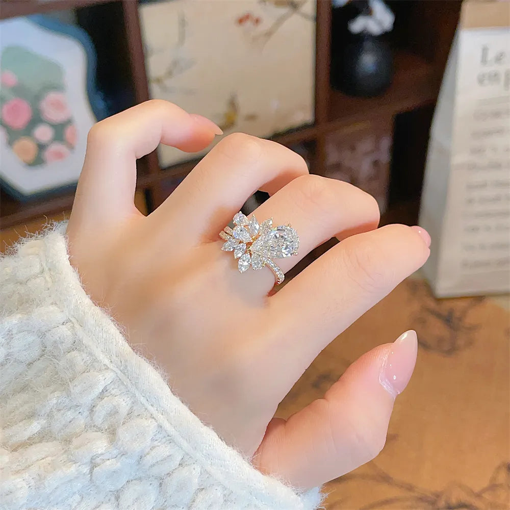 3.12 ct Statement Pear-Cut Lab-Grown Diamond Ring in 18K Yellow Gold