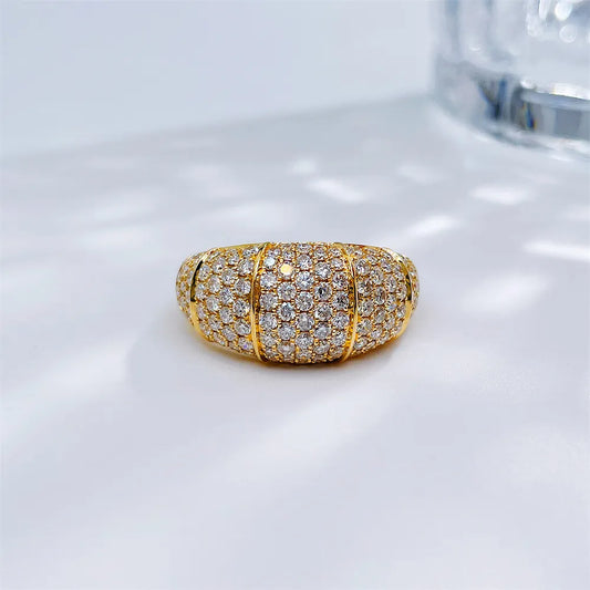 1.55 ctw Statement Pavé Round-Cut Lab-Grown Diamond Band in 18K Yellow Gold