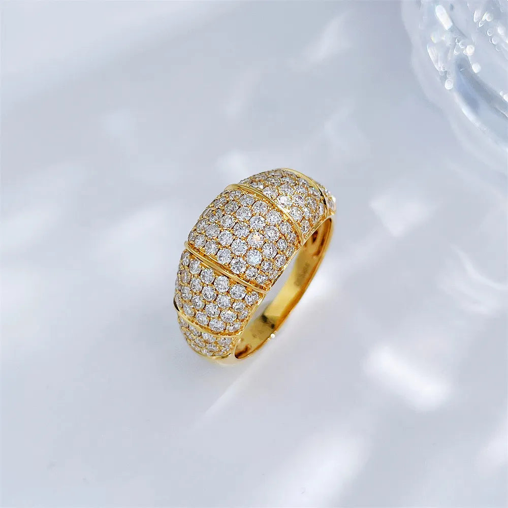 1.55 ctw Statement Pavé Round-Cut Lab-Grown Diamond Band in 18K Yellow Gold