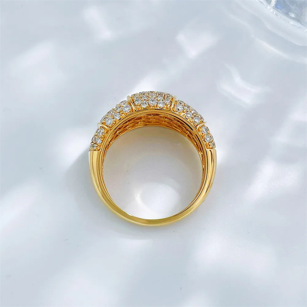 1.55 ctw Statement Pavé Round-Cut Lab-Grown Diamond Band in 18K Yellow Gold