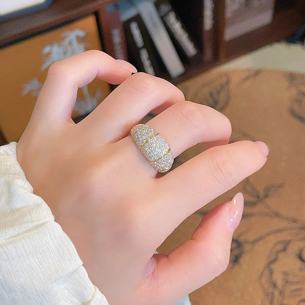 1.55 ctw Statement Pavé Round-Cut Lab-Grown Diamond Band in 18K Yellow Gold