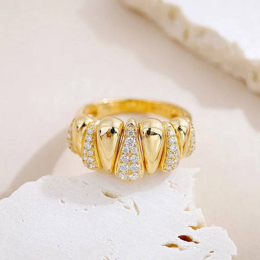 0.29 ctw Cross Round-Cut Lab-Grown Diamond Band in 18K Yellow Gold
