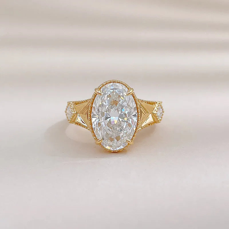 4.04 ct Vintage Oval-Cut Lab-Grown Diamond Ring in 18K Yellow Gold – APYFR0390-Y