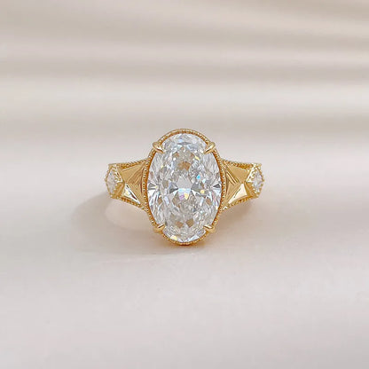 4.04 ct Vintage Oval-Cut Lab-Grown Diamond Ring in 18K Yellow Gold – APYFR0390-Y