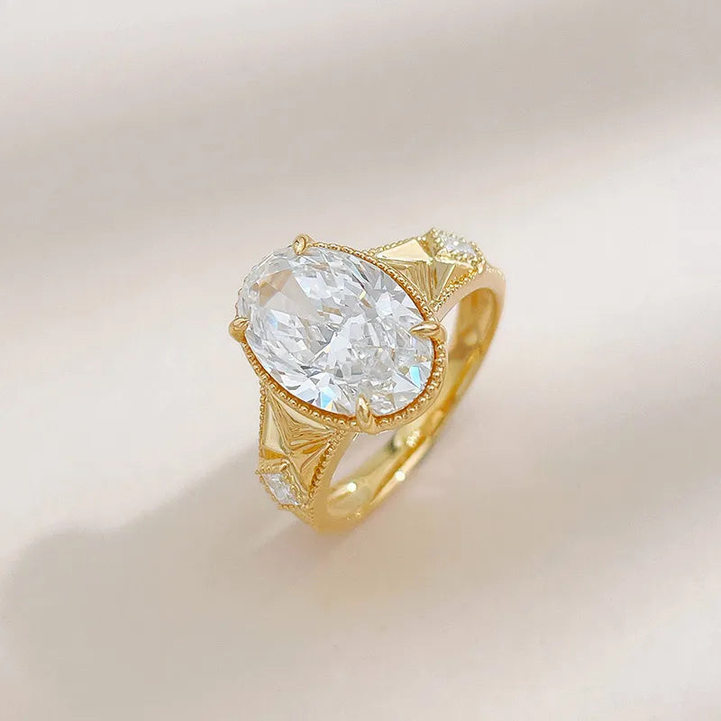 4.04 ct Vintage Oval-Cut Lab-Grown Diamond Ring in 18K Yellow Gold – APYFR0390-Y