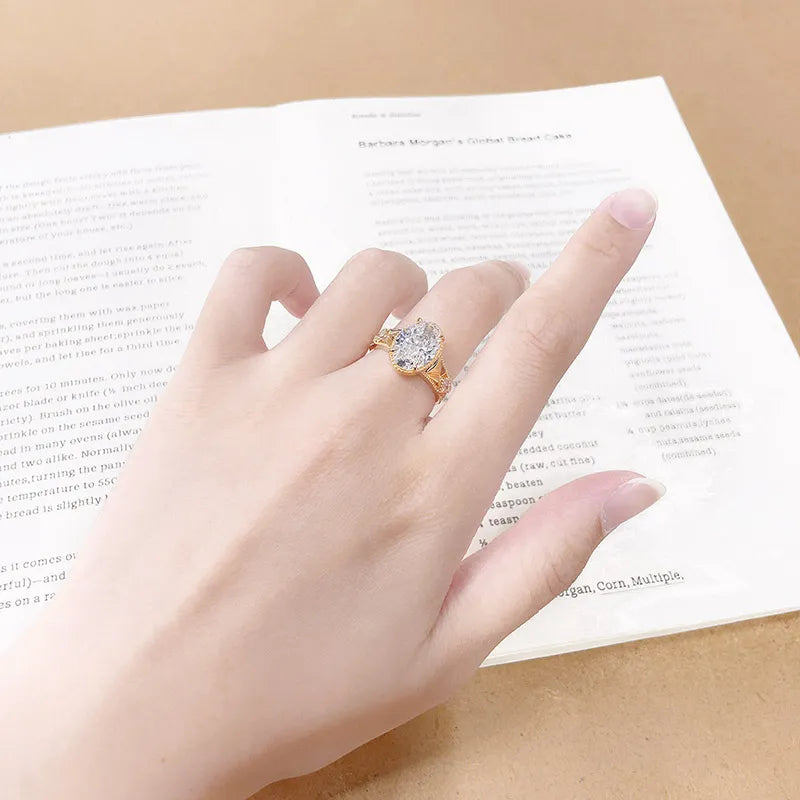 4.04 ct Vintage Oval-Cut Lab-Grown Diamond Ring in 18K Yellow Gold – APYFR0390-Y