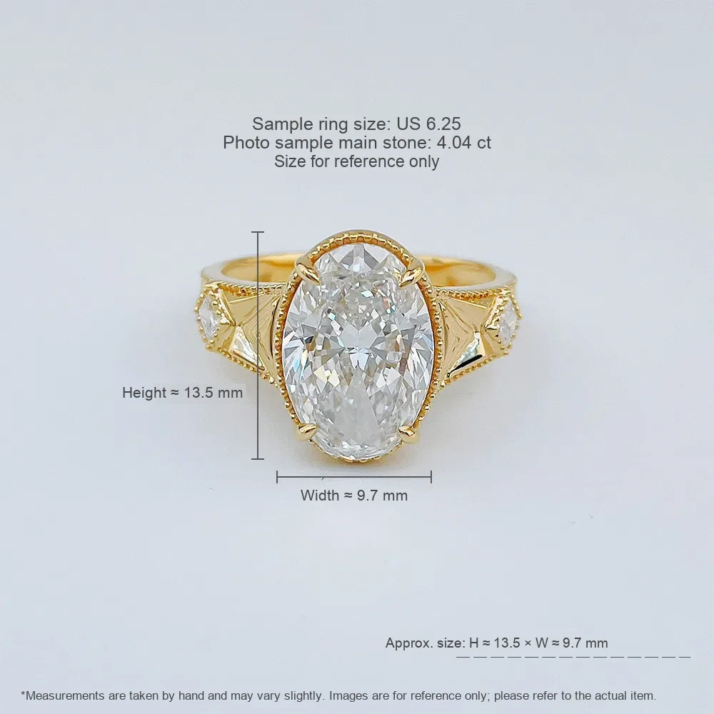 4.04 ct Vintage Oval-Cut Lab-Grown Diamond Ring in 18K Yellow Gold – APYFR0390-Y
