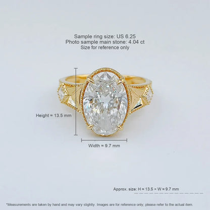 4.04 ct Vintage Oval-Cut Lab-Grown Diamond Ring in 18K Yellow Gold – APYFR0390-Y