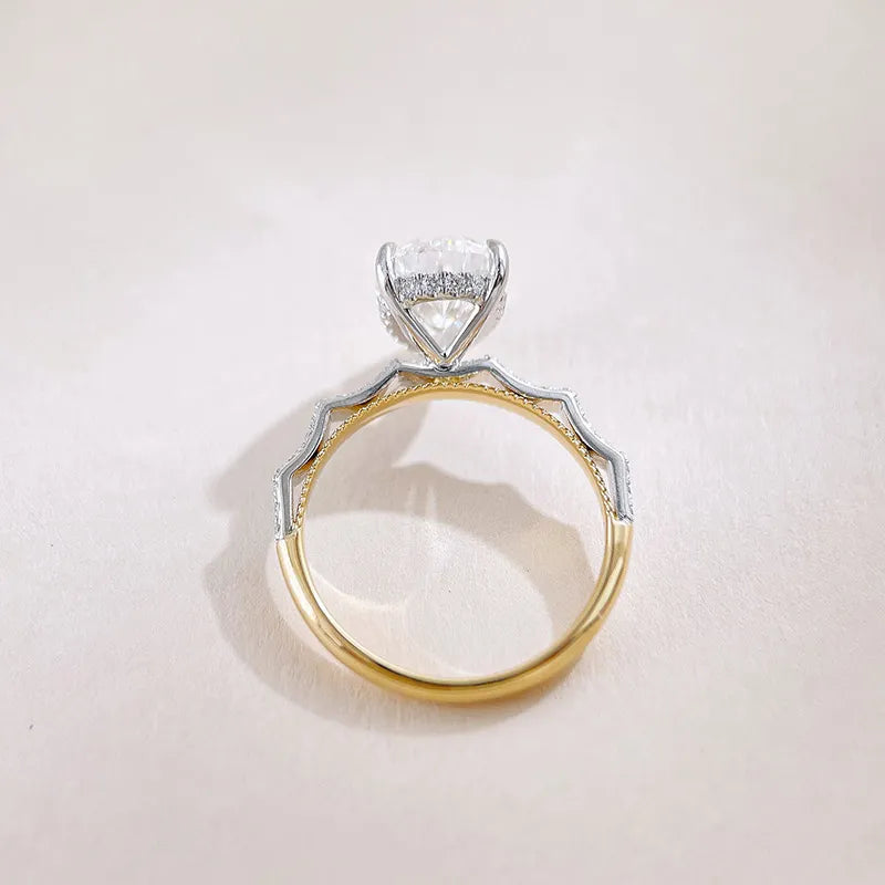 3.28 ct Three-Prong Pear-Cut Lab-Grown Diamond Ring in 18K Two-Tone Gold