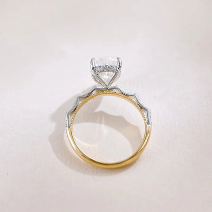 3.28 ct Three-Prong Pear-Cut Lab-Grown Diamond Ring in 18K Two-Tone Gold