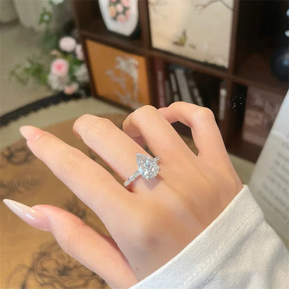 3.28 ct Three-Prong Pear-Cut Lab-Grown Diamond Ring in 18K Two-Tone Gold