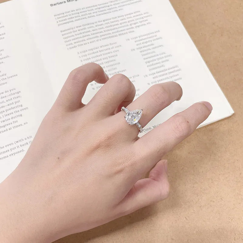 3.28 ct Three-Prong Pear-Cut Lab-Grown Diamond Ring in 18K Two-Tone Gold