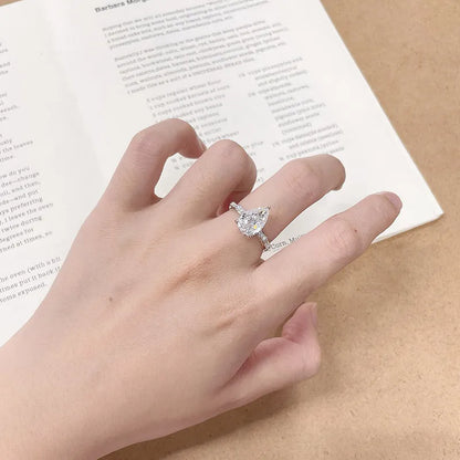 3.28 ct Three-Prong Pear-Cut Lab-Grown Diamond Ring in 18K Two-Tone Gold