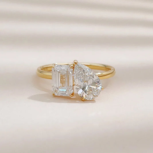 2.12 ctw Vintage Mixed-Cut Lab-Grown Diamond Ring in 18K Yellow Gold – APYFR0392-Y